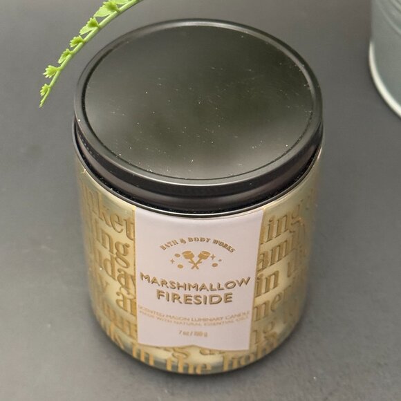 BBW Marshmallow Fireside Bath & Body Works Mason Jar Single Wick Candle - Picture 4 of 10